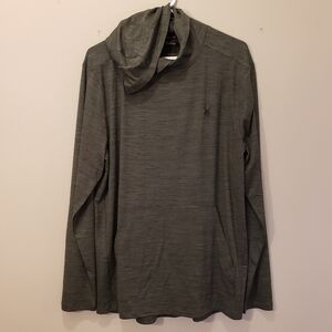 Spyder Active Hooded Sweatshirt Mens L Performance Stretch Hoodie Gray ProWeb